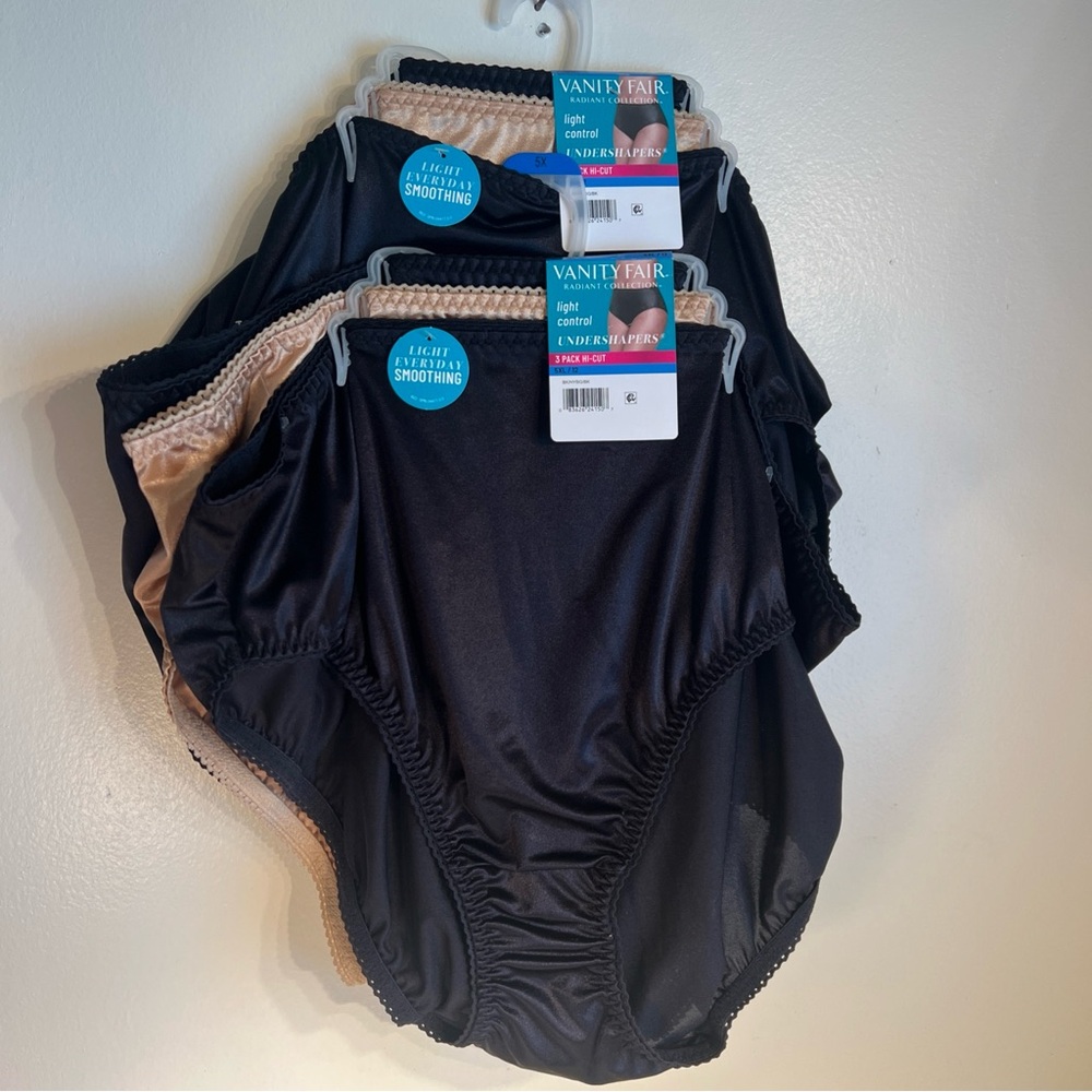 VANITY FAIR Women 6-Pairs Undershapers Hi Cut  Panties Nylon Size 5XL/12 NWT